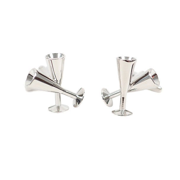 Silver Champagne Glass Novelty Cufflink NCL1701 - Bundle Bus