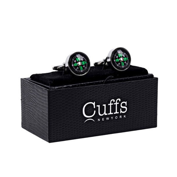 Silver Compass Cufflinks-CL1808 - Bundle Bus