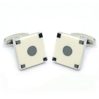 Silver Corner White Square Target Brass Cufflinks - Bundle Bus