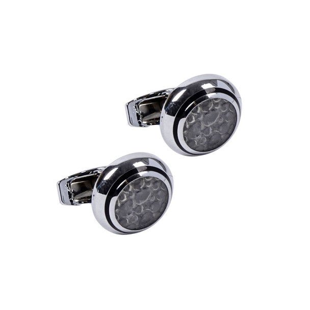 Silver Gray Stone Round Cufflinks-CL1816 - Bundle Bus