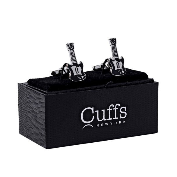 Silver Guitar Novelty Cufflinks-CL1841 - Bundle Bus