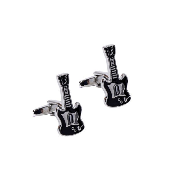 Silver Guitar Novelty Cufflinks-CL1841 - Bundle Bus