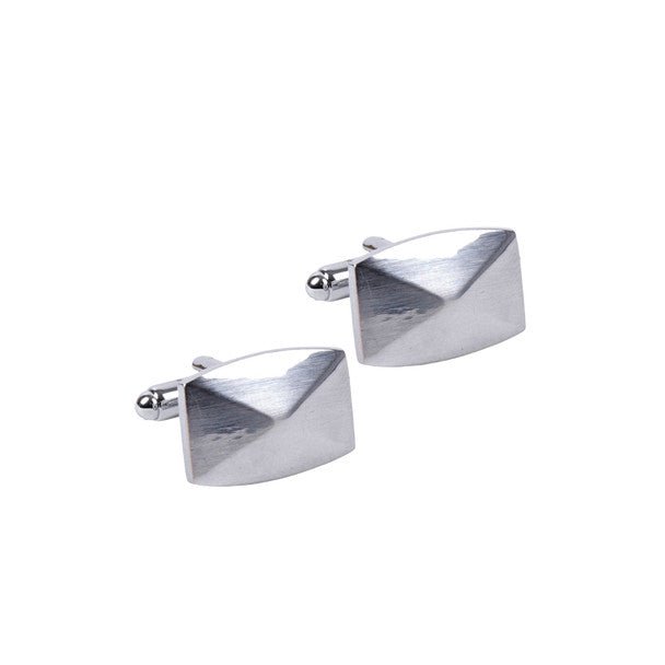 Silver Pyramid Rectangle Cufflinks-CL1827 - Bundle Bus