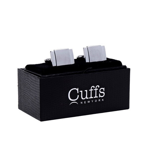 Silver Rectangle Edged Cufflinks-CL1834 - Bundle Bus