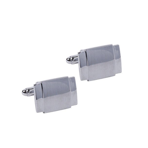 Silver Rectangle Edged Cufflinks-CL1834 - Bundle Bus