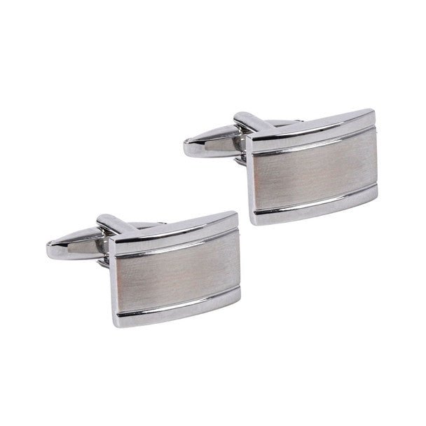 Silver Rectangle with Ridged Edge Cufflinks-CL1821 - Bundle Bus