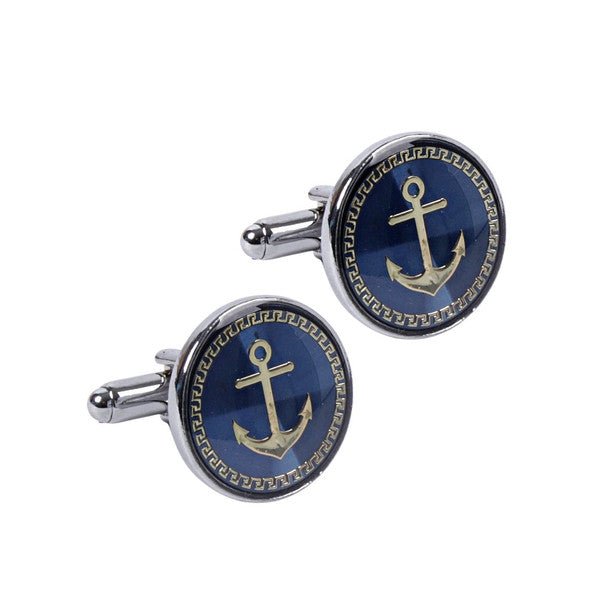 Silver Round Anchor Cufflinks-CL1812 - Bundle Bus