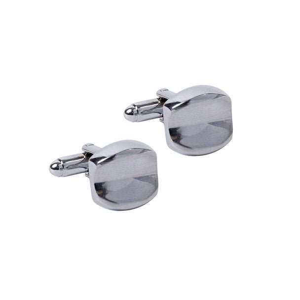 Silver Round Bent Cufflinks-CL1833 - Bundle Bus