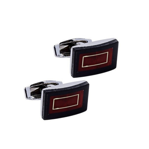 Silver Ruby Red Rectangle Cufflinks-CL1815 - Bundle Bus