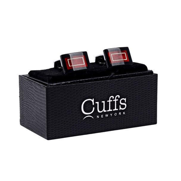 Silver Ruby Red Rectangle Cufflinks-CL1815 - Bundle Bus