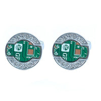 Silver-tone "Circuit Board" Brass Novelty Cufflink - Bundle Bus