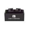 Silver-tone Crystal Black Stone Rectangle Brass Cufflinks - Bundle Bus