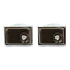 Silver-tone Crystal Black Stone Rectangle Brass Cufflinks - Bundle Bus