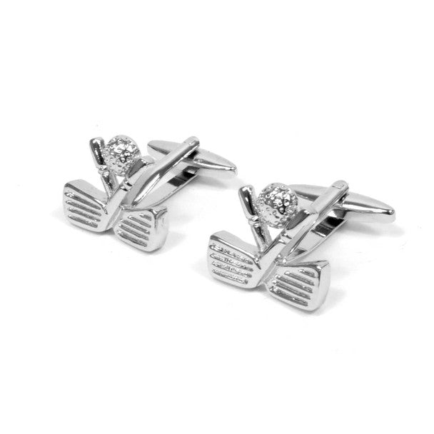 Silver-tone "Golf" Brass Novelty Cufflink - Bundle Bus