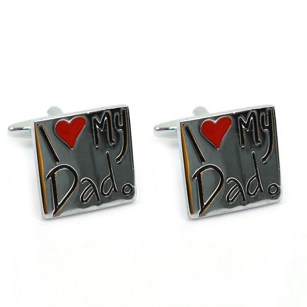 Silver-tone "I Love My Dad" Brass Novelty Cufflink - Bundle Bus