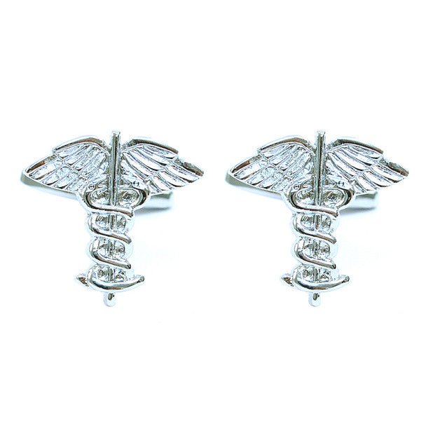 Silver-tone "Medical Symbol" Brass Novelty Cufflink - Bundle Bus