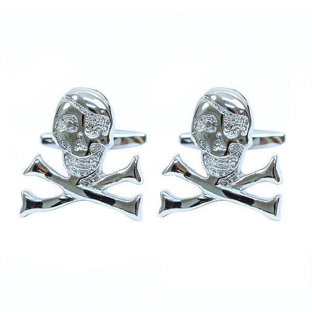 Silver-tone "Skull" Brass Novelty Cufflink - Bundle Bus