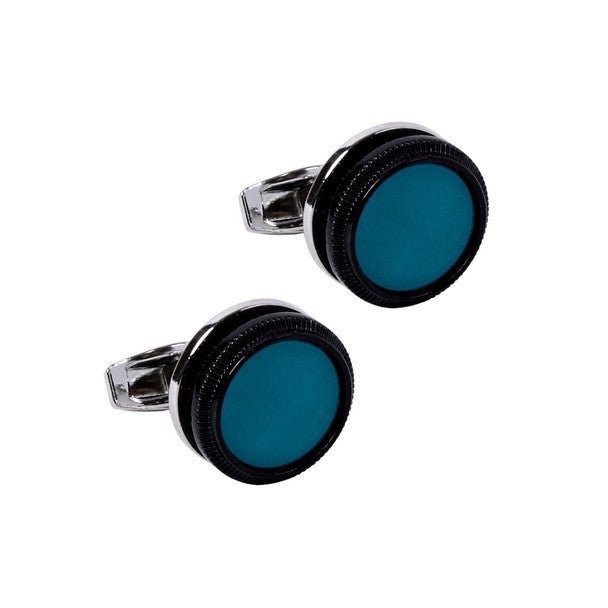 Silver Turquoise Stone Round Cufflinks-CL1817 - Bundle Bus