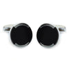 Silver Two Line Black Round Brass Cufflinks - Bundle Bus