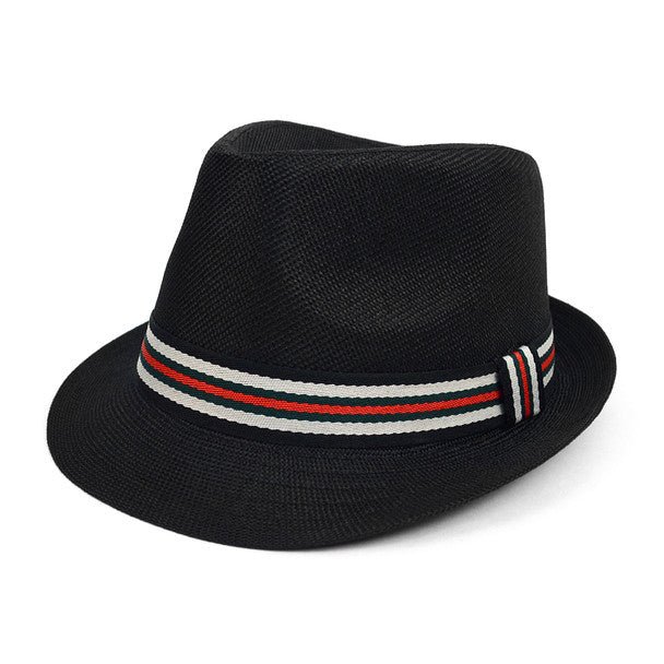 Spring/Summer Classic Woven Fashion Trilby Fedora Hat with Multi Color Band -FSS17127 - Bundle Bus