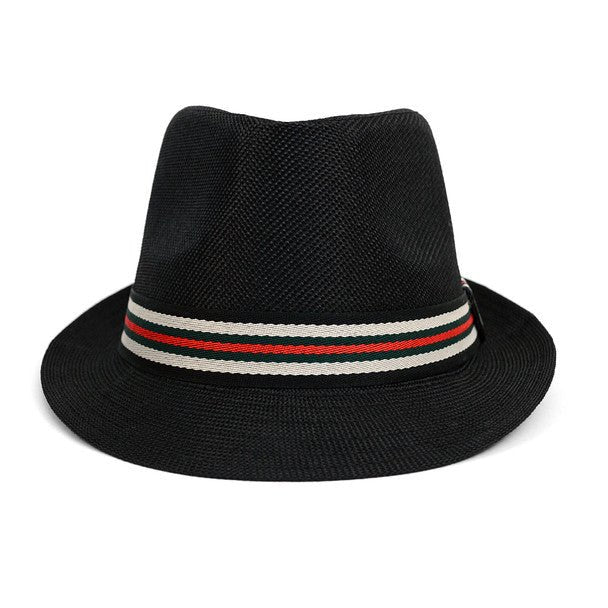 Spring/Summer Classic Woven Fashion Trilby Fedora Hat with Multi Color Band -FSS17127 - Bundle Bus