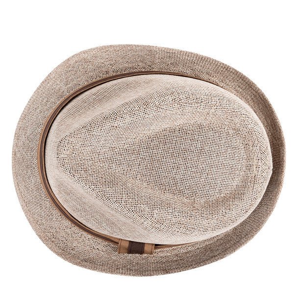 Spring/Summer Linen Weave Fashion Trilby Fedora with Two-Tone Band & Button- FSS17107 - Bundle Bus