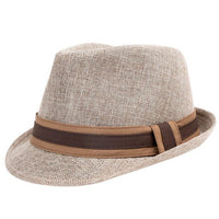 Spring/Summer Linen Weave Fashion Trilby Fedora with Two-Tone Band & Button- FSS17107 - Bundle Bus