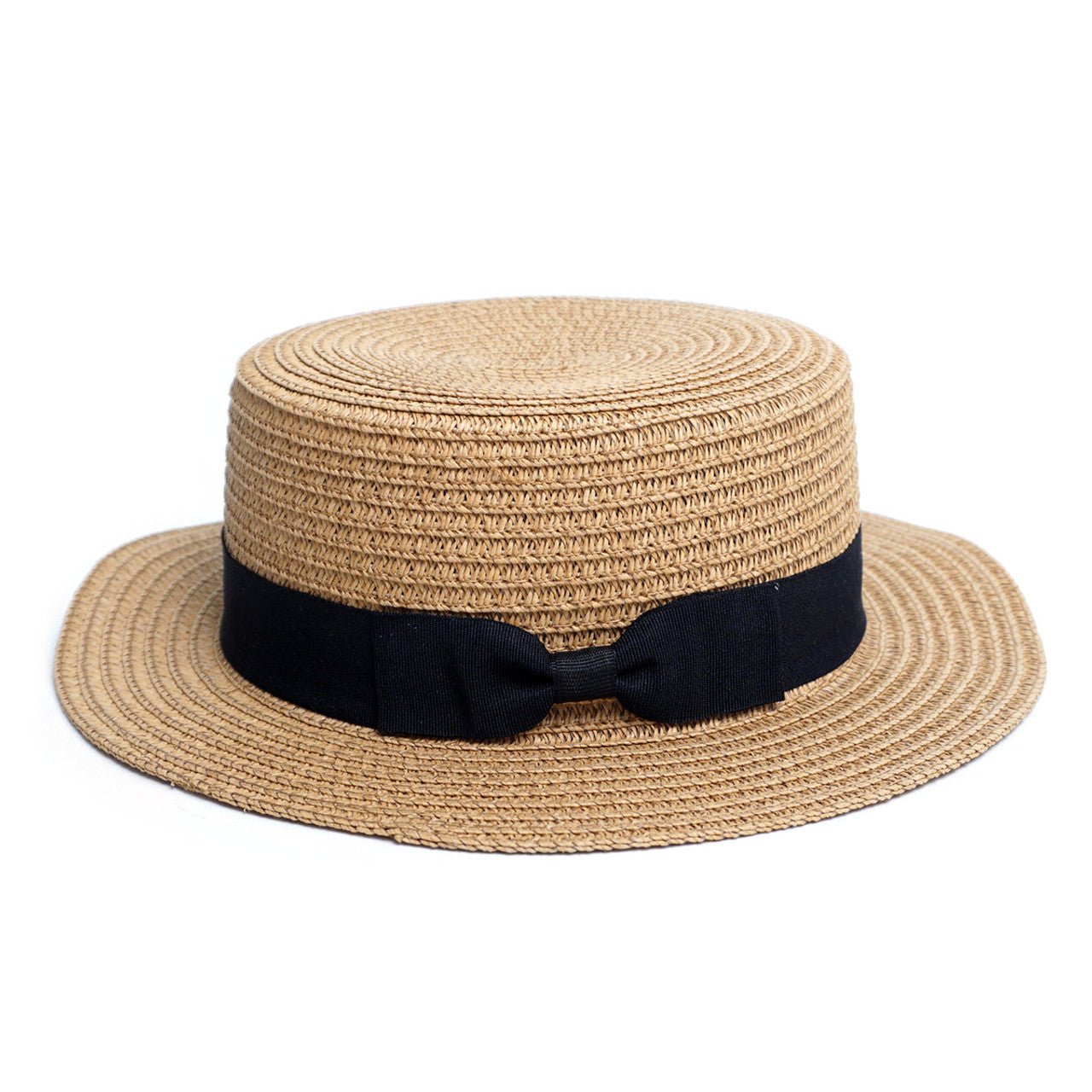 Spring/Summer Ribbon Round Flat Top Ladies' Hat - LFH190102 - Bundle Bus