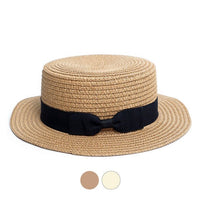 Spring/Summer Ribbon Round Flat Top Ladies' Hat - LFH190102 - Bundle Bus