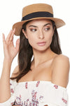 Spring/Summer Ribbon Round Flat Top Ladies' Hat - LFH190102 - Bundle Bus