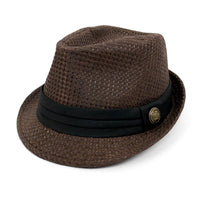 Spring/Summer Textured Pattern Fashion Trilby Fedora with Black Band & Button -FSS17101 - Bundle Bus