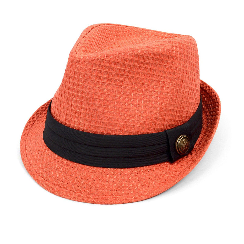 Spring/Summer Textured Pattern Fashion Trilby Fedora with Black Band & Button -FSS17101 - Bundle Bus