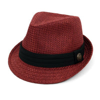 Spring/Summer Textured Pattern Fashion Trilby Fedora with Black Band & Button -FSS17101 - Bundle Bus