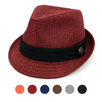 Spring/Summer Textured Pattern Fashion Trilby Fedora with Black Band & Button -FSS17101 - Bundle Bus