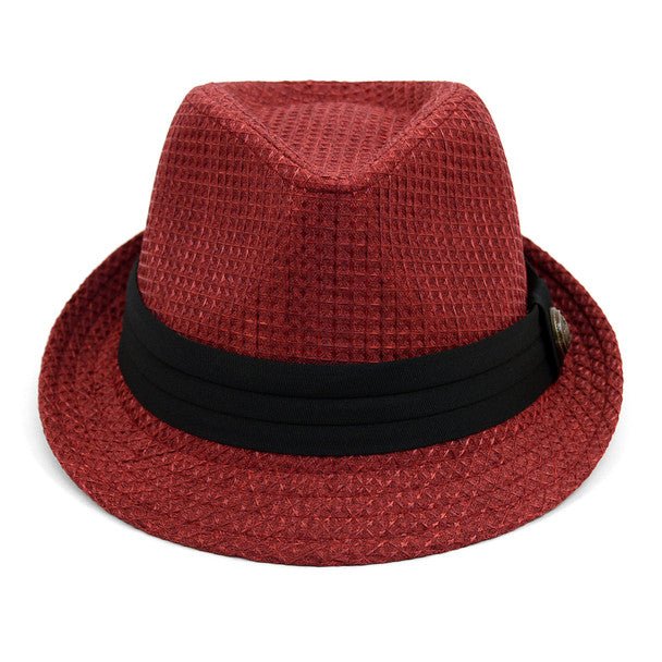 Spring/Summer Textured Pattern Fashion Trilby Fedora with Black Band & Button -FSS17101 - Bundle Bus