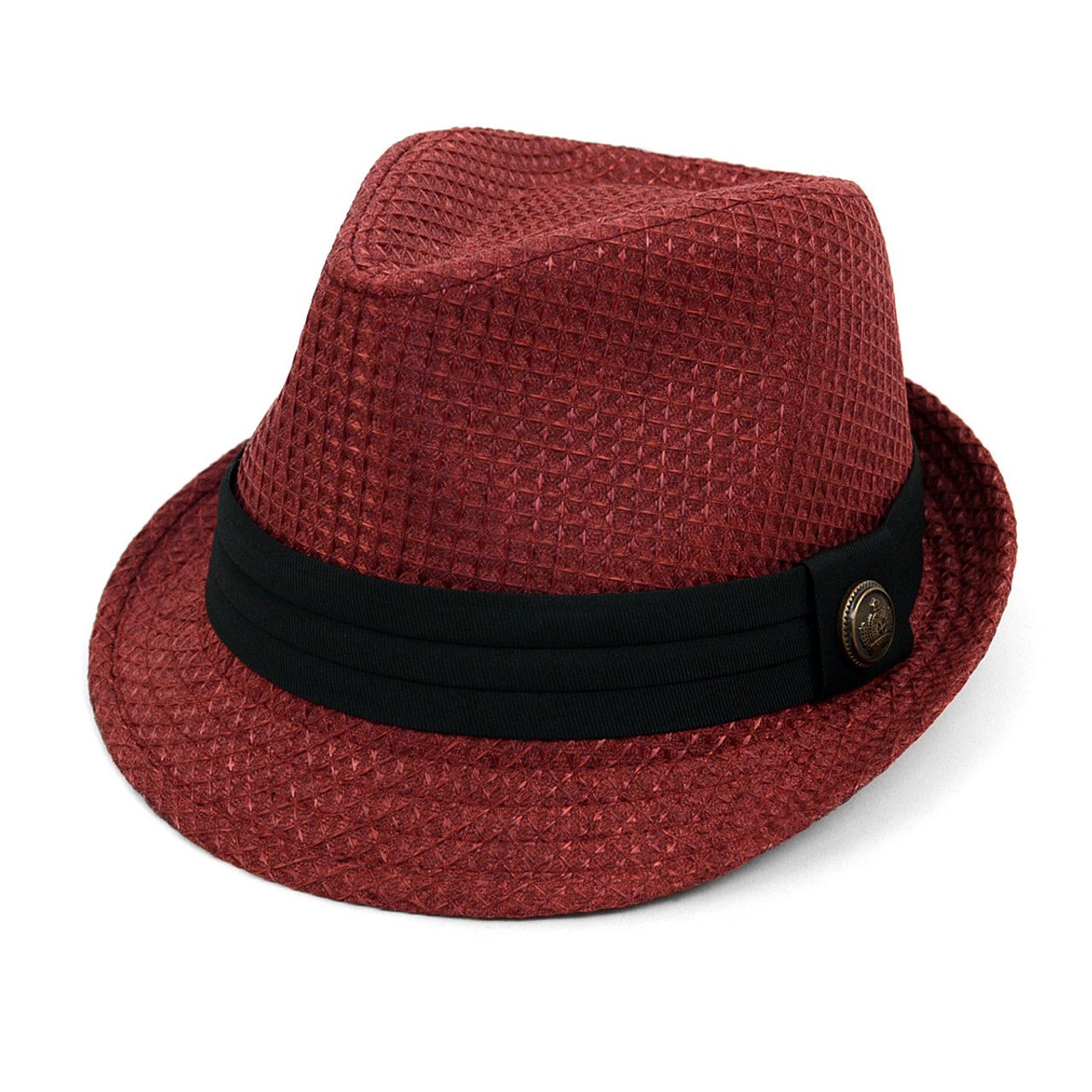 Spring/Summer Textured Pattern Fashion Trilby Fedora with Black Band & Button -FSS17101 - Bundle Bus