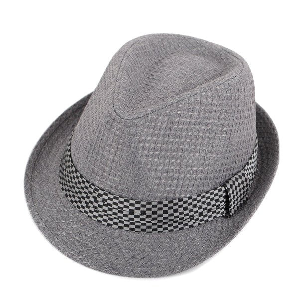 Spring/Summer Textured Pattern Fashion Trilby Fedora with Black Diamond Band -FSS17113 - Bundle Bus