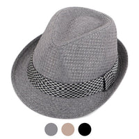 Spring/Summer Textured Pattern Fashion Trilby Fedora with Black Diamond Band -FSS17113 - Bundle Bus