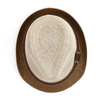 Spring/Summer Two-Tone Fashion Trilby Fedora with Brown Band- FSS17105 - Bundle Bus