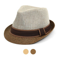 Spring/Summer Two-Tone Fashion Trilby Fedora with Brown Band- FSS17105 - Bundle Bus