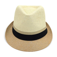 Spring/Summer Woven 2-Tone Fashion Fedora with Taupe & Black Band -FSS17122 - Bundle Bus