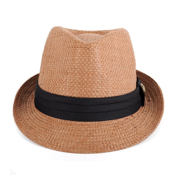 Spring/Summer Woven Fashion Fedora with Black Band & Button- FSS17106 - Bundle Bus