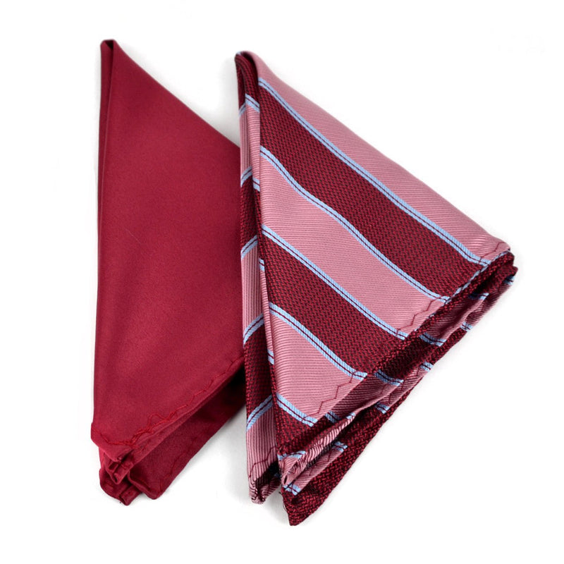 Striped & Solid Tie with Matching Hanky Box Set - THX12-BUR-1 - Bundle Bus