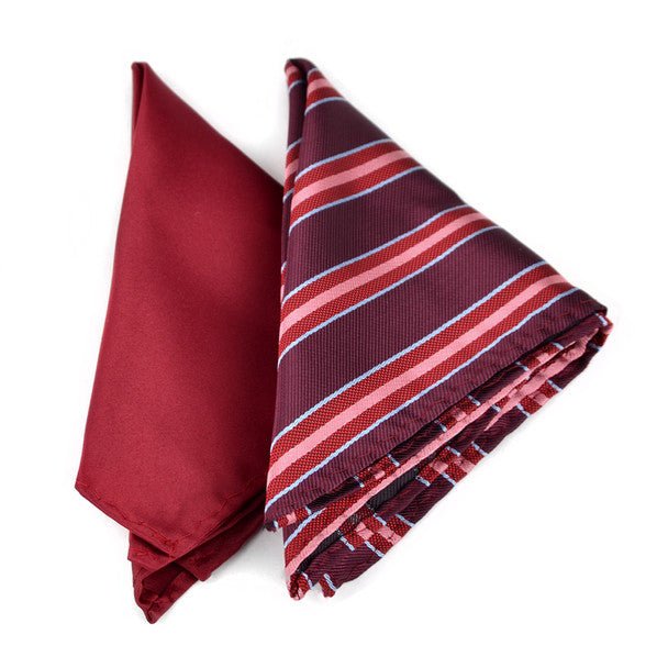 Striped & Solid Tie with Matching Hanky Box Set - THX12-BUR-2 - Bundle Bus