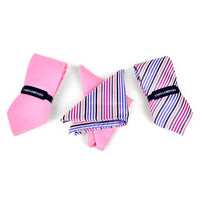 Striped & Solid Tie with Matching Hanky Box Set - THX12-PK-1 - Bundle Bus