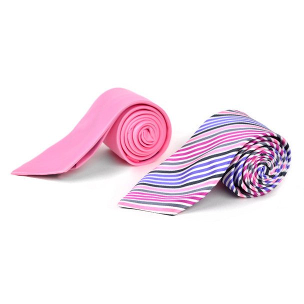 Striped & Solid Tie with Matching Hanky Box Set - THX12-PK-1 - Bundle Bus