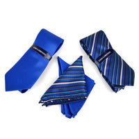 Striped & Solid Tie with Matching Hanky Box Set - THX12-RBL-2 - Bundle Bus