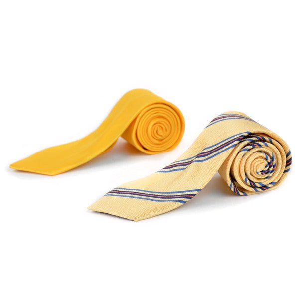 Striped & Solid Tie with Matching Hanky Box Set - THX12-YW-2 - Bundle Bus