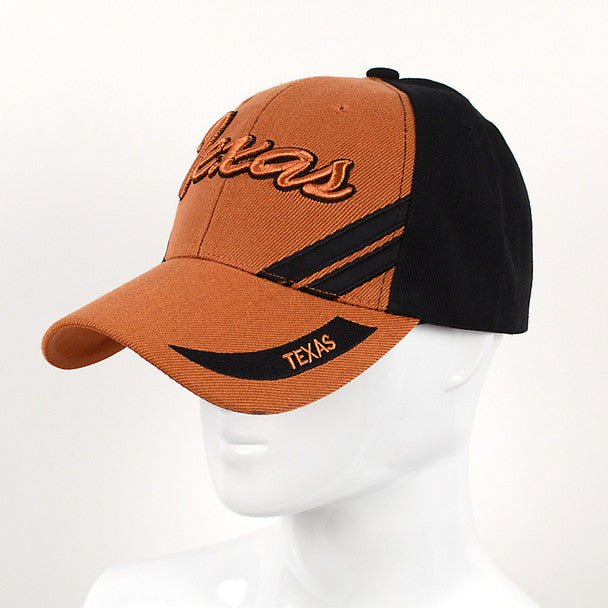 Texas Brown & Black 3D Embroidered Baseball Cap, Hat EBC10304 - Bundle Bus