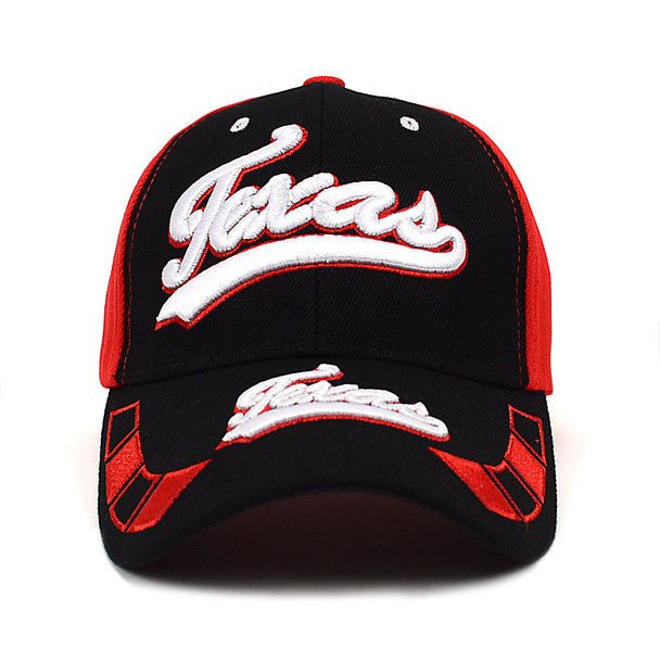 Texas Red & Black 3D Embroidered Baseball Cap, Hat EBC10288 - Bundle Bus